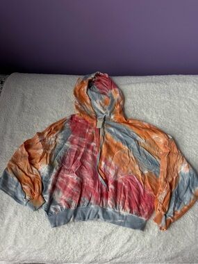 Victorias Secret Pink Tie-Dye Hooded Sweatshirt in Orange, Pink & Blues